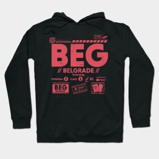 Vintage Belgrade BEG Airport Code Travel Day Retro Travel Tag Serbia Hoodie